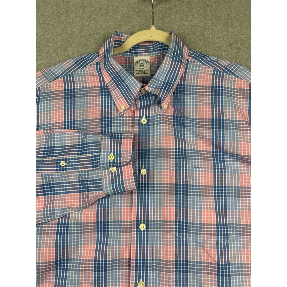 Brooks Brothers Shirt Mens XL Colorful Check Button Up Oxford L/S Preppy‎ OCBD
